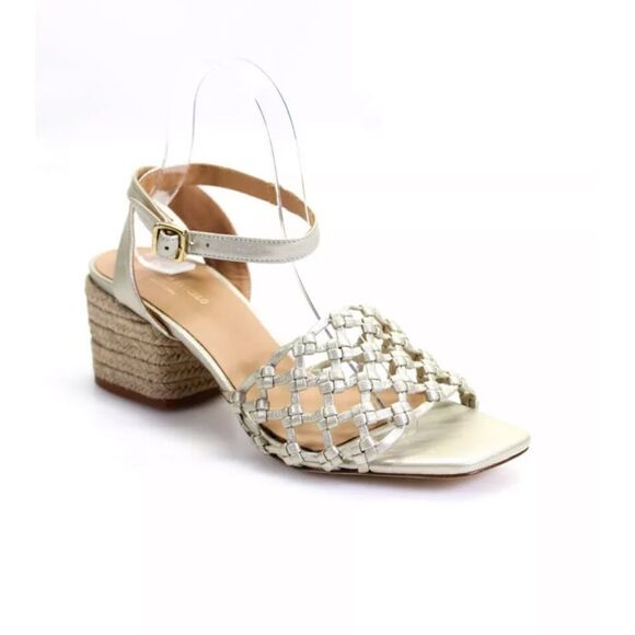 Paloma Barcelo Vania Metallic Gold Leather Knotted Cage Heeled Sandals IT40 - Picture 6 of 12